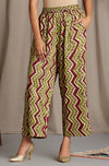 comfort fit cotton pants - red green chevron