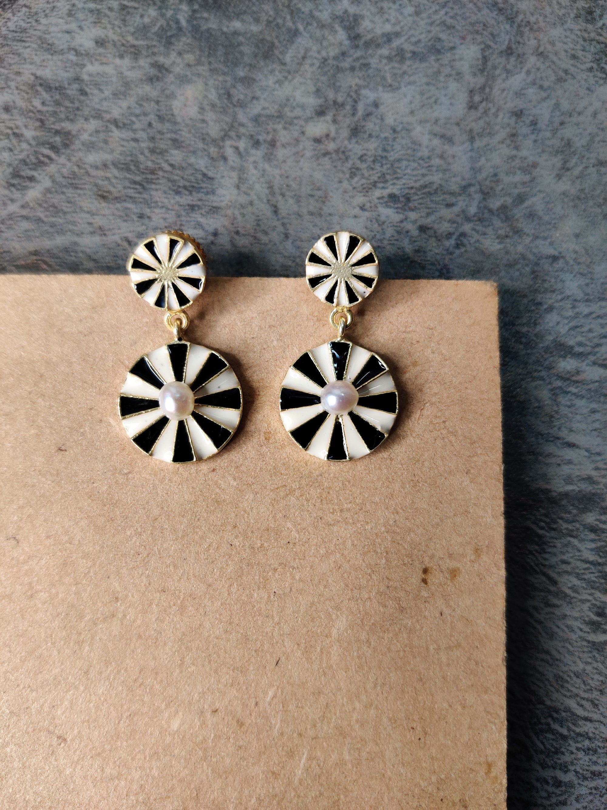 jewelry - berserk - Gold Plated Double Wheel Drop Earrings