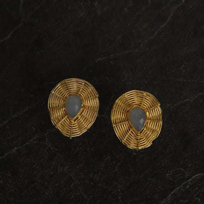 jewelry - berserk - Gold Plated Aqua Teardrop Studs