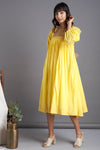 vintage big swirl dress - glistening yellow & spring mornings