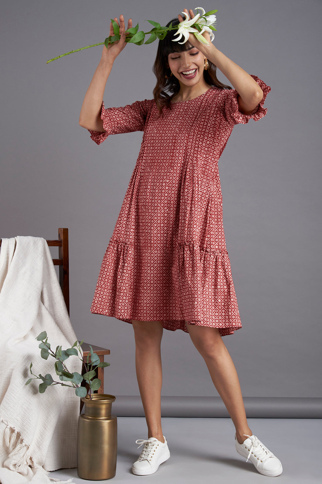 midi dress with ruffled bottom