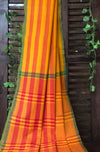 mangalgiri cotton saree - yellow & orange stripes
