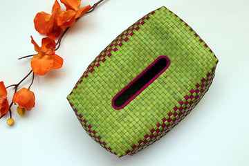tissue box holder - green & purple