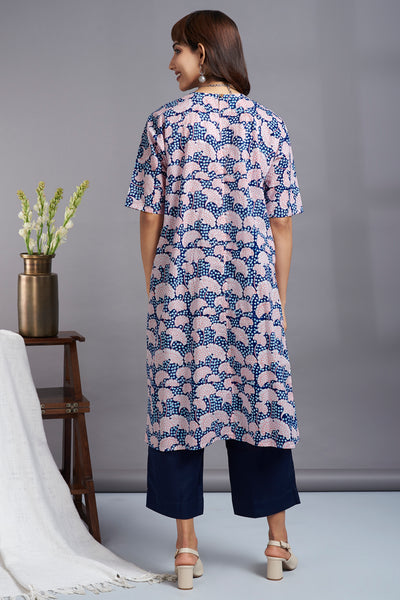 daydreaming delphinium - drop shoulder modern tunic with pockets