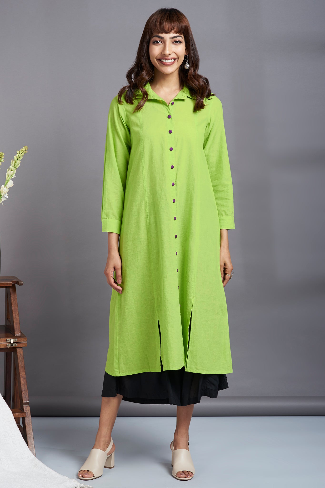 Georgette Plain Green Kurti with Printed Side, Size: S-XL at Rs 800 in  Lucknow