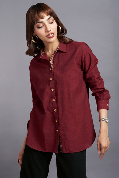 button down shirt - alluring marsala & mulled wine