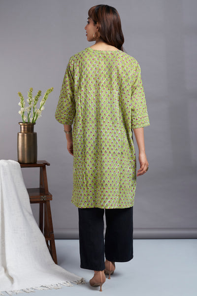 leisure tunic - green drizzle & madder buttis