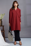 leisure tunic with high slit - enduring maroon & reflections