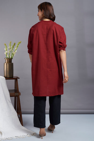 leisure tunic with high slit - enduring maroon & reflections
