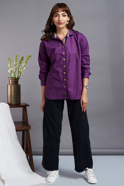 button down shirt - amethyst spell & mulled berries