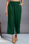 comfort fit cotton pants - dark green linen cotton