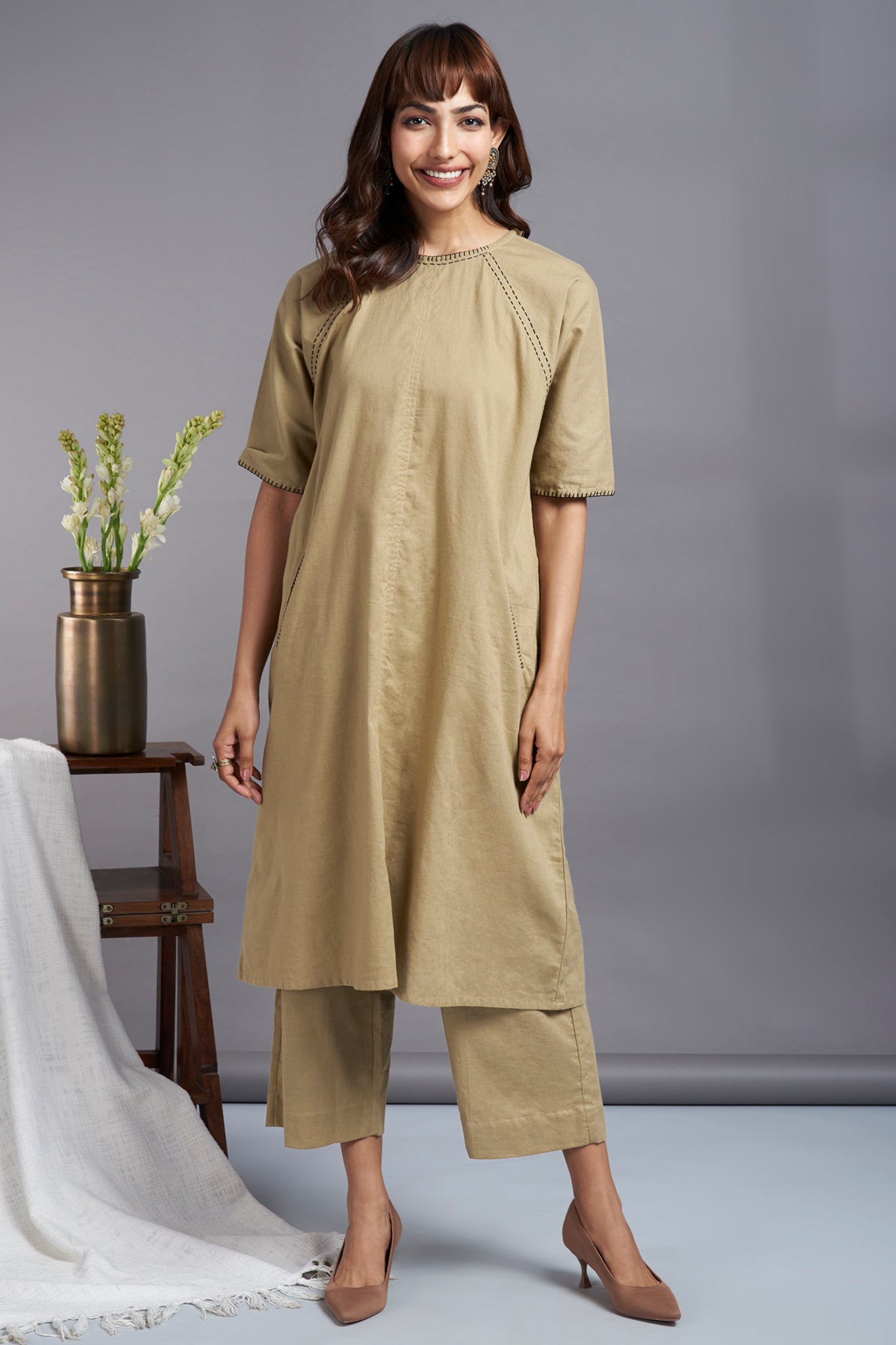 drop shoulder modern tunic with pockets