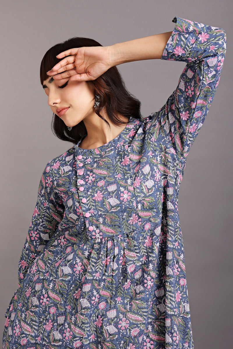 zen yoke top - midnight musings & delicate motif