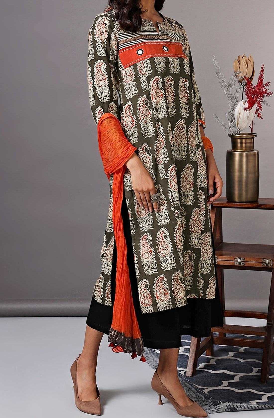chiffon dupatta - sunset orange