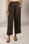 comfort fit cotton printed pants - black red ajrakh butti