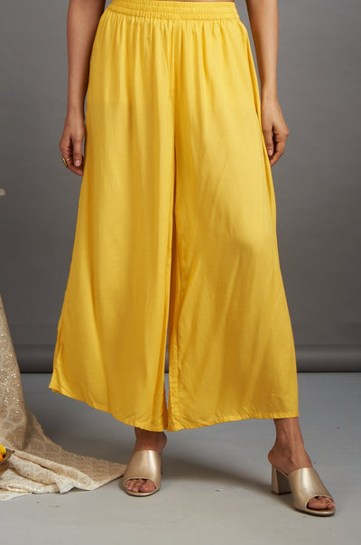 farshi - wide legged pants in modal - canary yellow