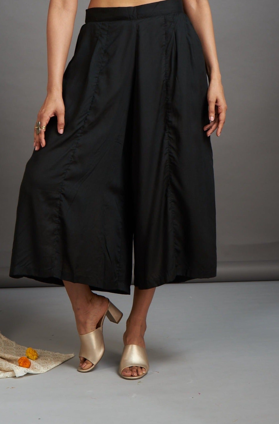 box pleated culotte modal culotte black maati crafts