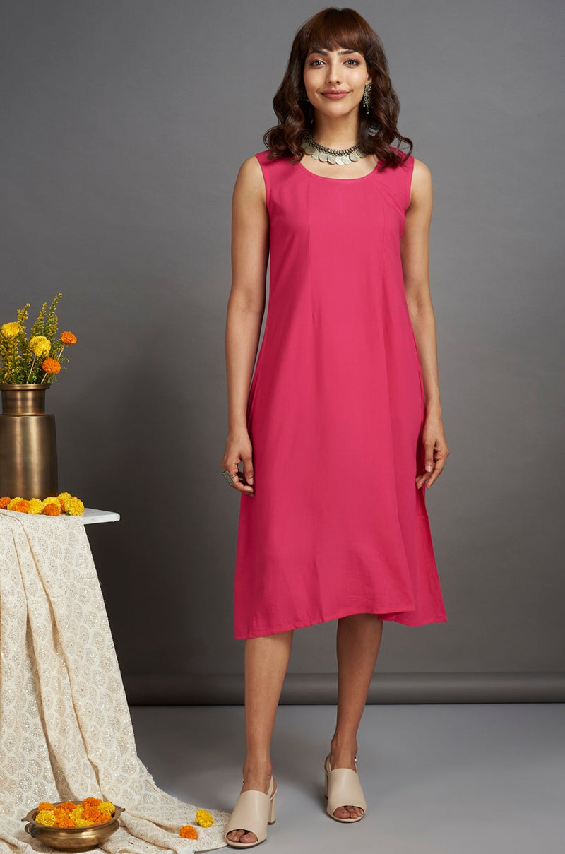 sleeveless modal dress - dash of pink