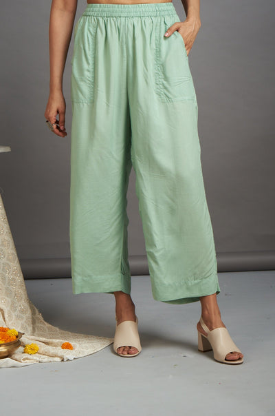 comfort fit pants - tea green modal