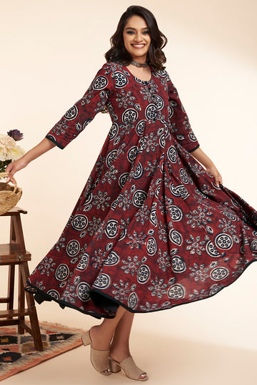 long swirl dress - splendid madder & persian garden