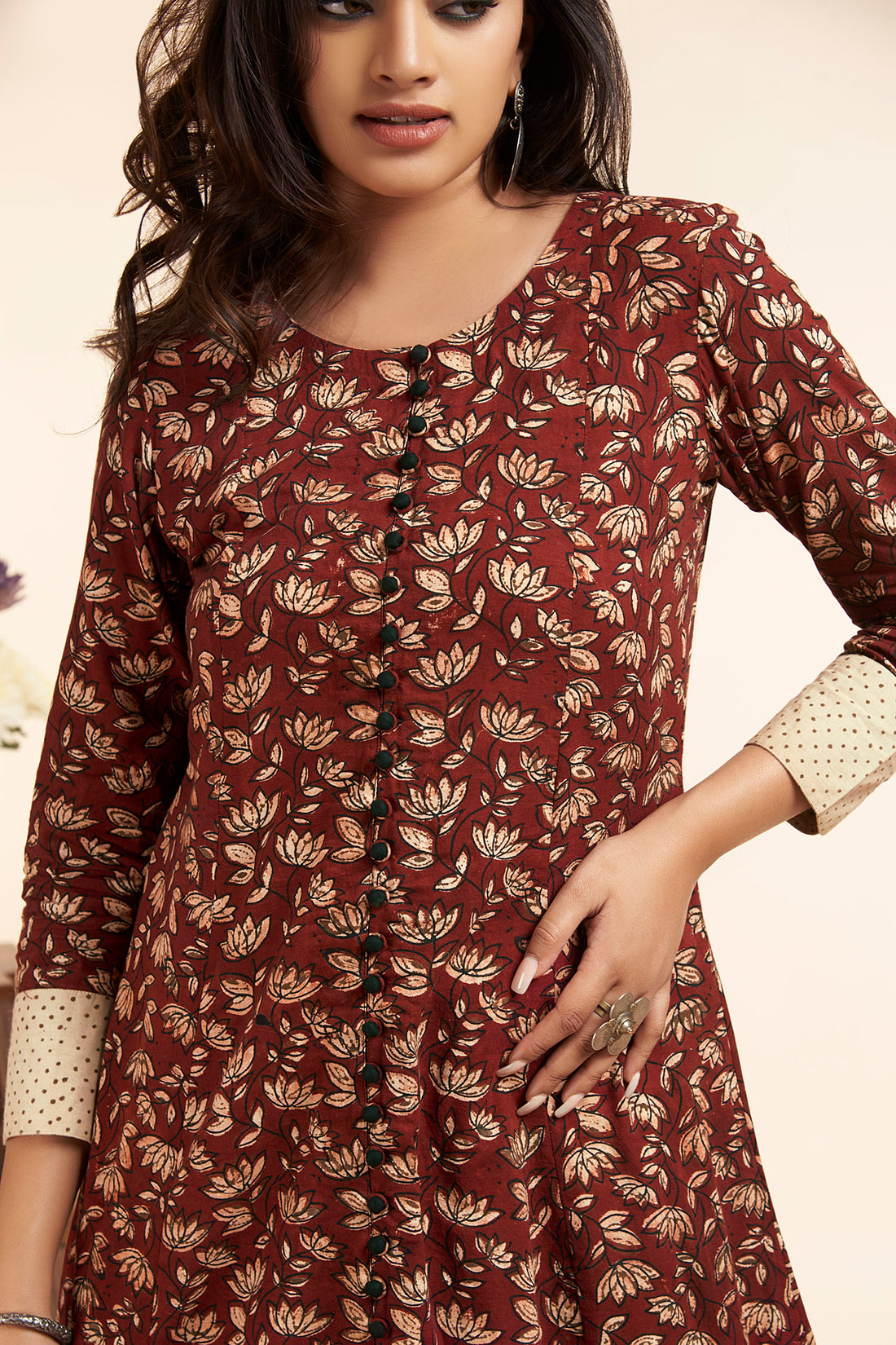 pop potli anarkali - sumptuous maroon & lotus lake