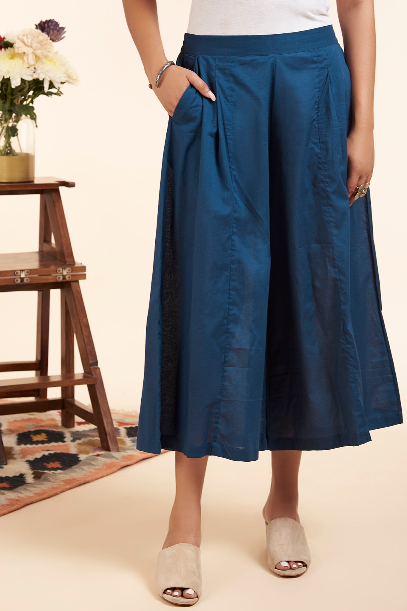 box pleated culotte indigo maati crafts