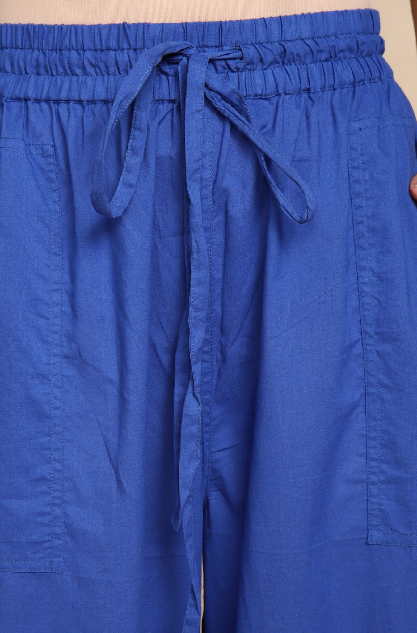 ELASTICATED CAMBRIC PANTS - INK BLUE