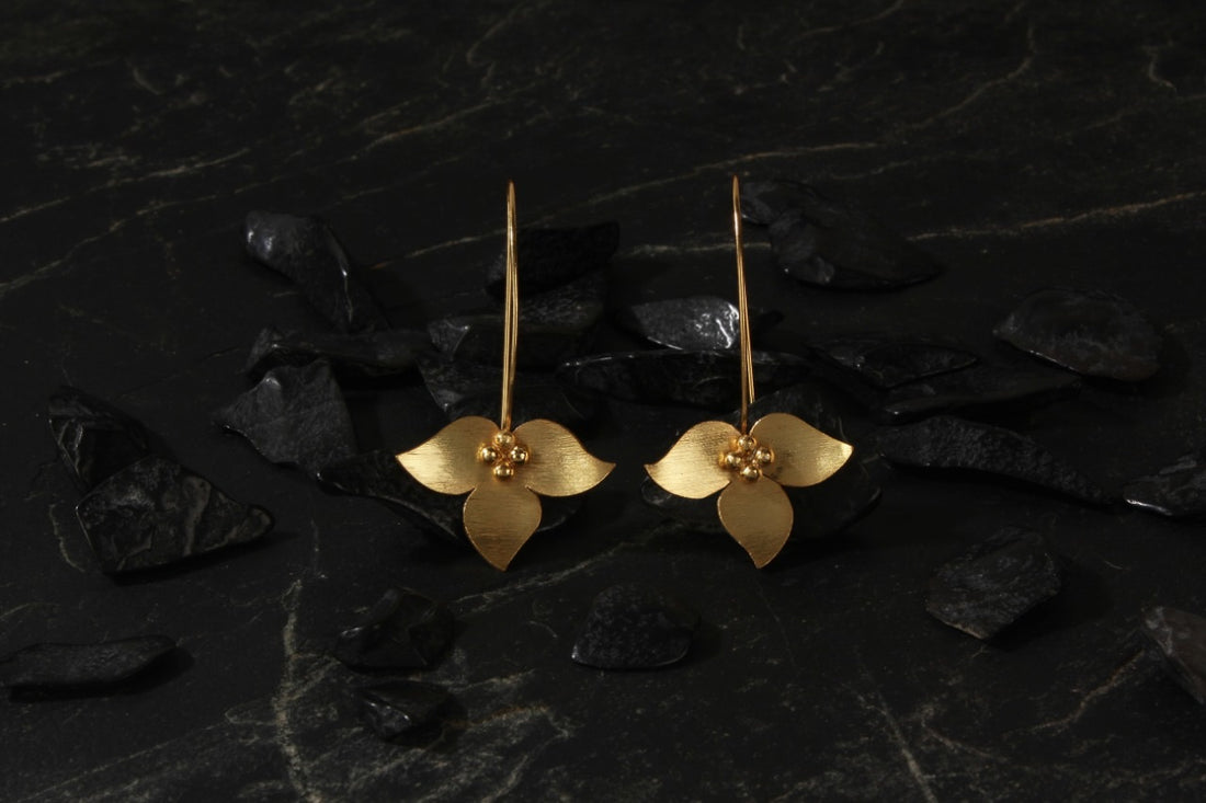 jewelry - berserk - gold plated inverted floral long loops