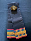 chettinad cotton saree - navy blue & golden border
