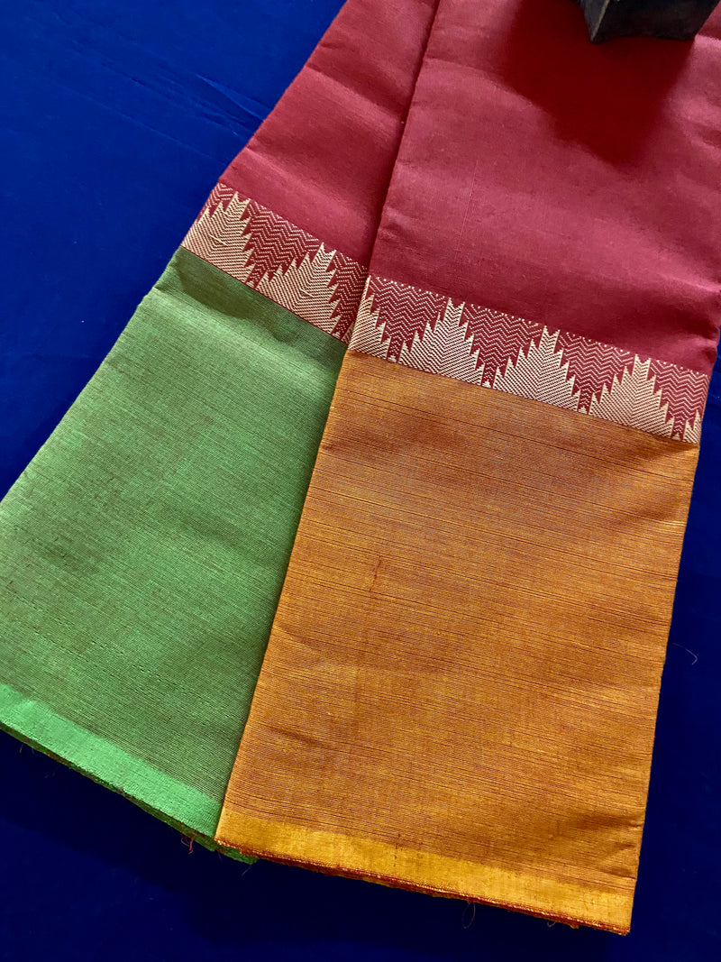 chettinad cotton saree - dhoop chaav rust & dual big border
