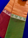 chettinad cotton saree - yellow orange & dual big border