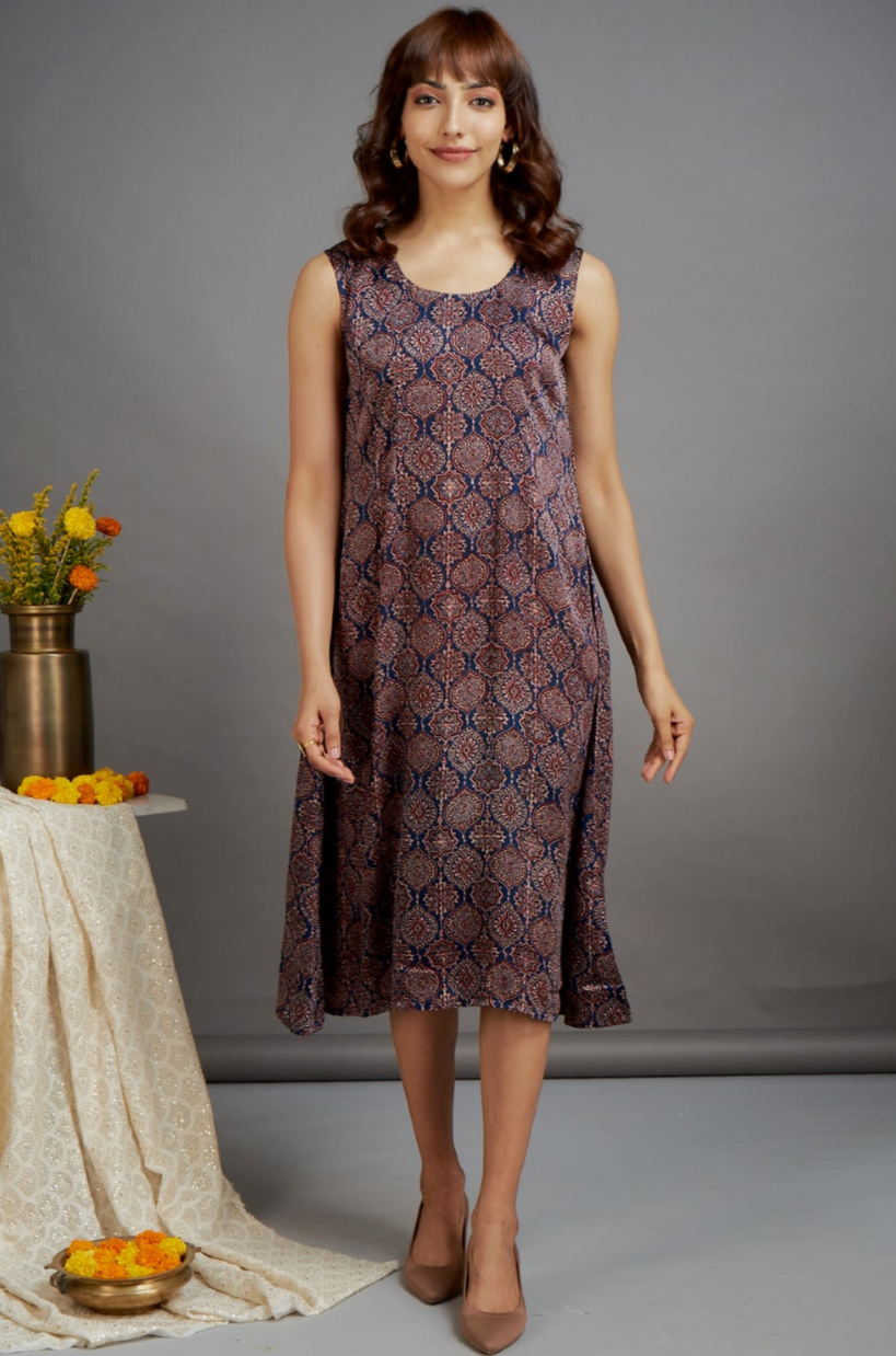 silk modal sleeveless dress - indigo & uth pag