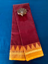 chettinad cotton saree - marsala magic & temple border