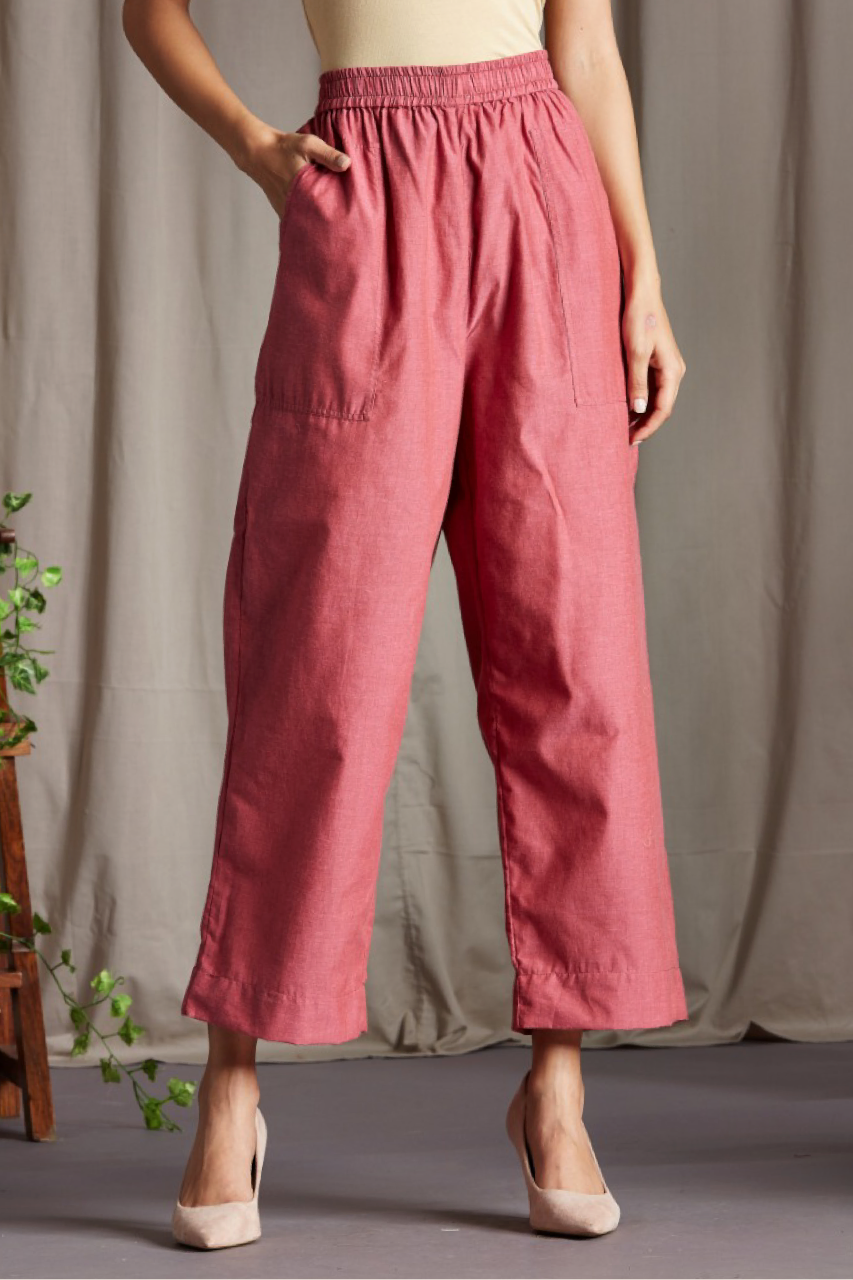 comfort fit cotton pants - buff pink