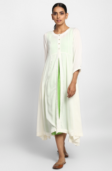 jacket  + shift dress - porcelain white & sea green