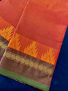chettinad cotton saree - arecnaut blush & temple border