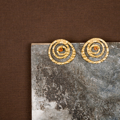 jewelry - berserk - Gold Plated Carnelian Spiral Studs
