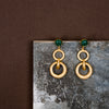 jewelry - berserk - Gold Plated Jade Double Loop Danglers