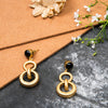 jewelry - berserk - Gold Plated Onyx Double Loop Danglers